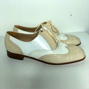 Salvatore Ferragamo leather Wingtip Oxford 7 white beige